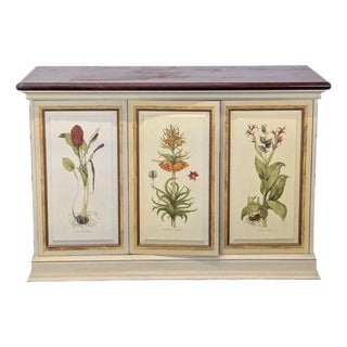 Botanical Hand Painted Media Cabinet For Sale