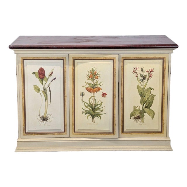 Botanical Hand Painted Media Cabinet For Sale