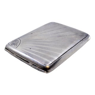 Guilloche Silver Matchbook with Hinged Lid For Sale