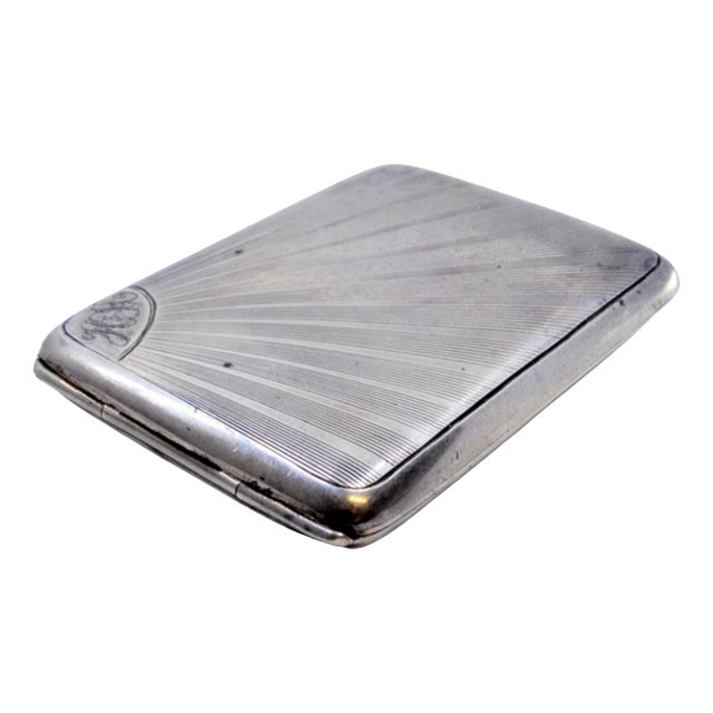 Guilloche Silver Matchbook with Hinged Lid For Sale