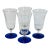 Vintage 1960s Cobalt Footed & Floral Etched Clear Water Stems, Set of 4 For Sale