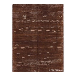 Nazmiyal Collection Vintage Moroccan Brown Kilim Rug For Sale