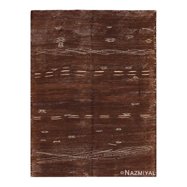 Nazmiyal Collection Vintage Moroccan Brown Kilim Rug For Sale