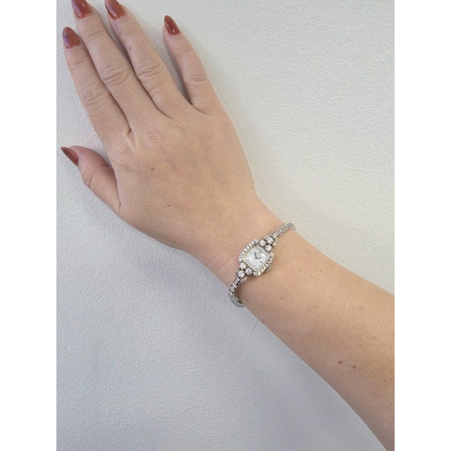 Art Deco Vintage Lady Hamilton 1.25 Carats Diamonds Tonneau Shape Cocktail Watch 14k Gold For Sale - Image 3 of 9