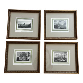 Set of 4 Vintage Etchings of Iconic Italian Cities in Gilded Frames – A Decorator’s Must-Have Collection! For Sale