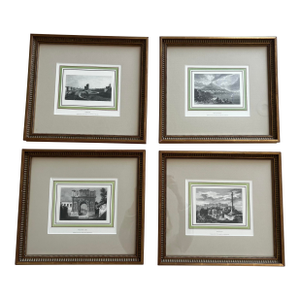 Vintage Reproduction Etchings of Iconic Italian Cities in Gilded Frames – A Decorator’s Must-Have Collection! - Set of Four