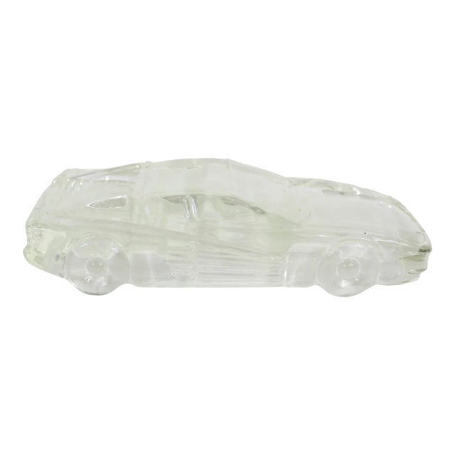 Vintage Glass Ferrari Testarossa Model Paperweight Italian Crystal For Sale