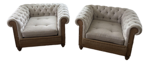 Set of 2 Restoration Hardware Deconstructed Chesterfield Chairs