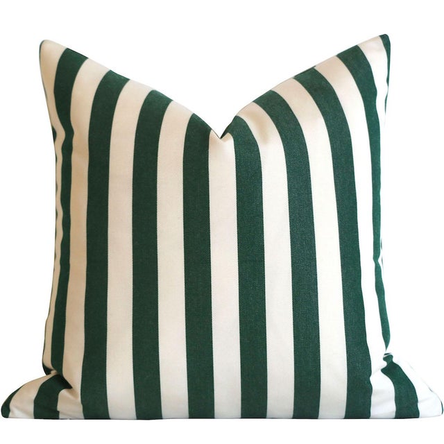 Sunbrella Beverly Hills Hotel Green Striped Pillow Cover 22x22 Chairish