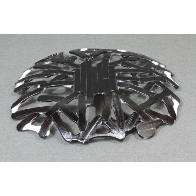 Black & White Handmade Fused Glass Plate or Shallow Bowl – 11" Modern Abstract Centerpiece For Sale - Image 10 of 10