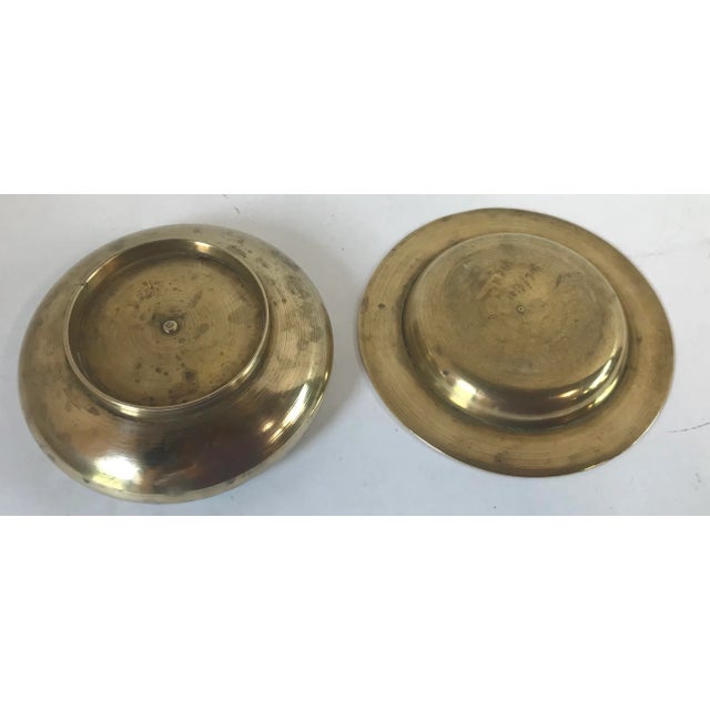 Vintage Brass Two Piece Etched Brass Ashtray For Sale - Image 4 of 8