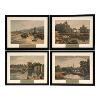 Set of Four Framed Bridge and Water Scene Prints For Sale