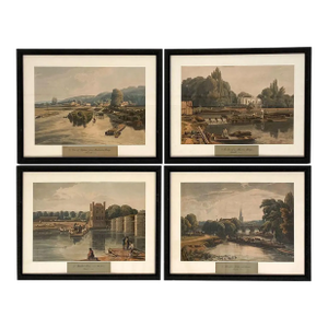 Set of Four Framed Bridge and Water Scene Prints