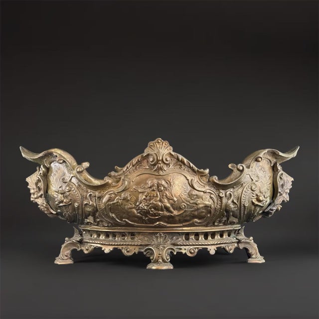 Large Antique French Rococo Revival Bronze Jardinière, 1800s For Sale - Image 9 of 9