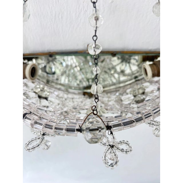 Italian Crystal Beaded Basket Mirrors Sconces, Circa 1920 Rare For Sale - Image 9 of 12