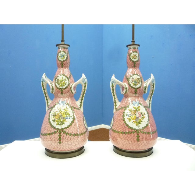 1950s Italian Ceramic & Brass Table Lamps, 1950s, Set of 2, Set of 2 For Sale - Image 5 of 17