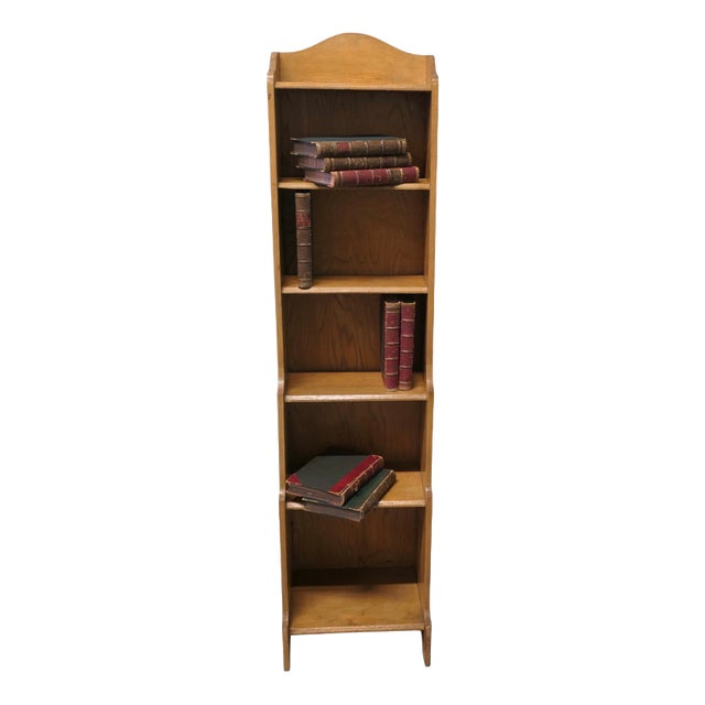 Arts and Crafts Slim Golden Oak Bookcase, 1900 For Sale