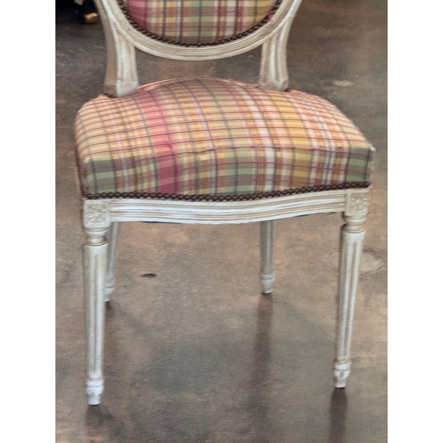 Set of Six Vintage French Painted Dining Chairs For Sale - Image 6 of 10