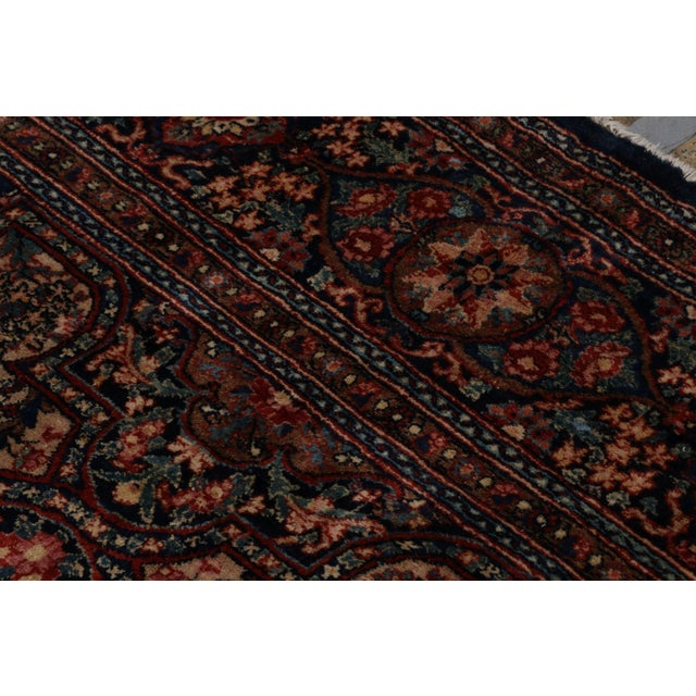 Beige Hand-Knotted Antique Bidjar Rug in Beige Brown and Blue Floral Pattern For Sale - Image 8 of 9