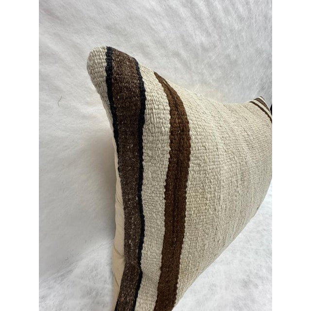 Turkish Hemp Pillow Cushion Natural Beige Brown Pillow Cushion Cover 16" x 24" For Sale - Image 4 of 4