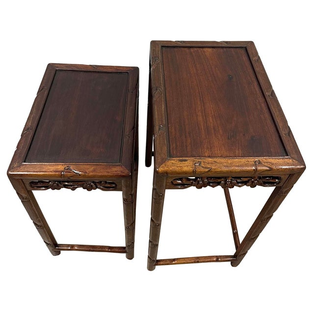 Early 20th Century Antique Chinese Nest of Four Nesting Tables, Hand-Crafted For Sale - Image 10 of 16