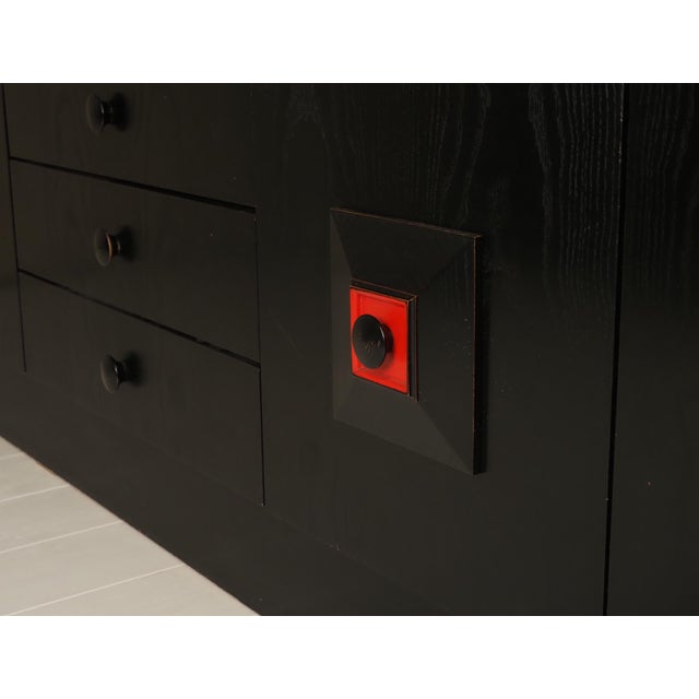 1960s Vintage Brutalist Belgian Black and Red Cabinet, 1960 For Sale - Image 5 of 13