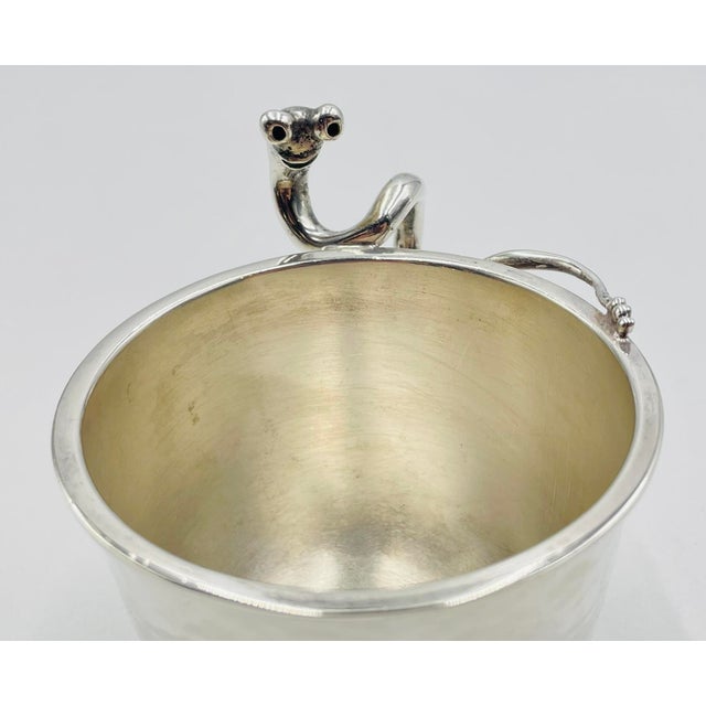 1980s Emilia Castillo Silver-Plated Bowl & Cup Set With Sculptural Worm Handles For Sale - Image 11 of 18