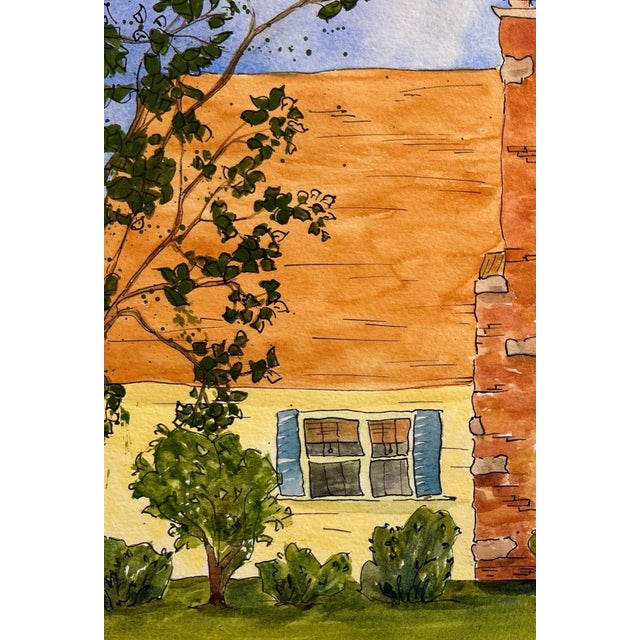 Shabby Chic Original Watercolor Painting Ink and Wash “Yellow House in Twin Falls” For Sale - Image 3 of 3