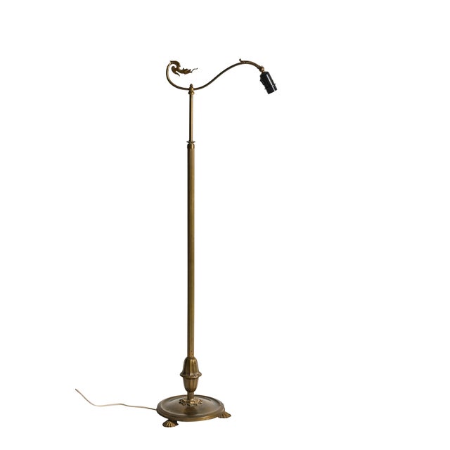 Scandinavian Art Deco Brass Floor Lamp, 1930s, in Good conditions. Designed 1920 to 1949 European Plug (up to 250V).The...
