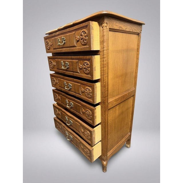 French Louis XV Carved Oak Tallboy For Sale - Image 3 of 6