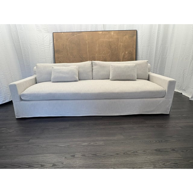 RH Restoration Hardware Belgian Track Arm Sofa 9' Luxe Depth | Dove Perennials® Performance Textured Linen Weave | Down-...
