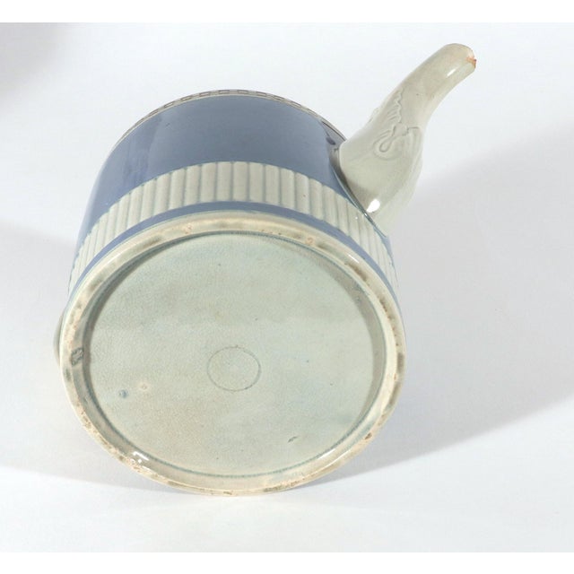 Ceramic 1790s English Pearlware Blue Slip Teapot & Cover With Engine-Turned Fluting For Sale - Image 7 of 9