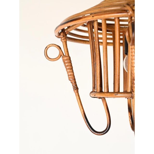 1960s Mid-Century Pendant in Bamboo, Rattan and Wicker attributed to Louis Sognot, France, 1960s For Sale - Image 5 of 10