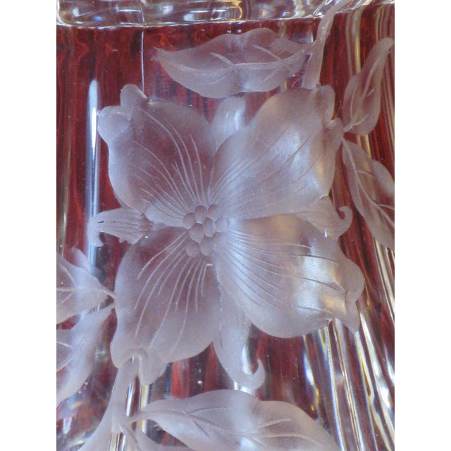 Art Nouveau Early 20th Century Vase Art Nouveau Wheel-Cut Engraved Glass Floral and Foliate Design Dogwood For Sale - Image 3 of 18