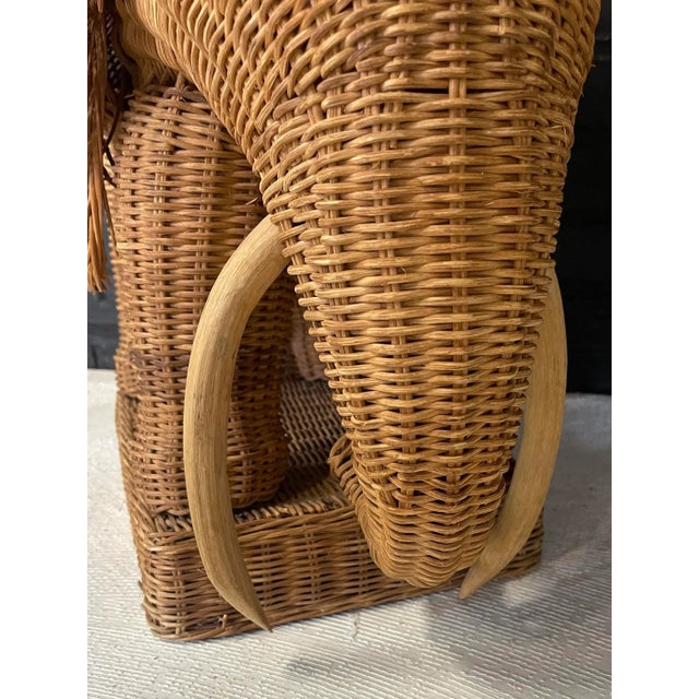 1960s 1960s Mid- Century Wicker Elephant Shaped Table With a Tray Top For Sale - Image 5 of 7