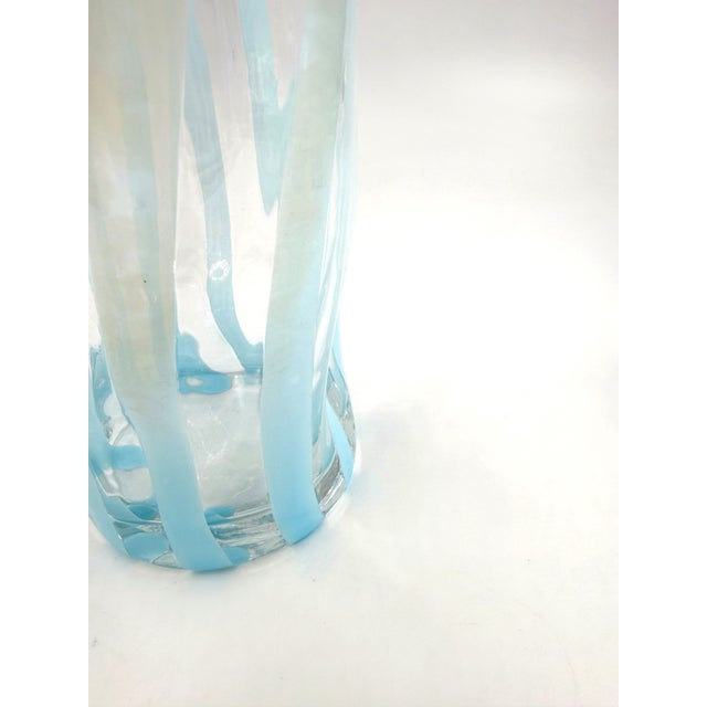 Alessandro Coppola Murano Art Glass Tumblers With Blue Ribbon Pattern - Set of 6 For Sale In New York - Image 6 of 9