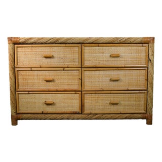 Twisted Rattan and Cane Double Dresser Attributed to Bielecky Brothers For Sale