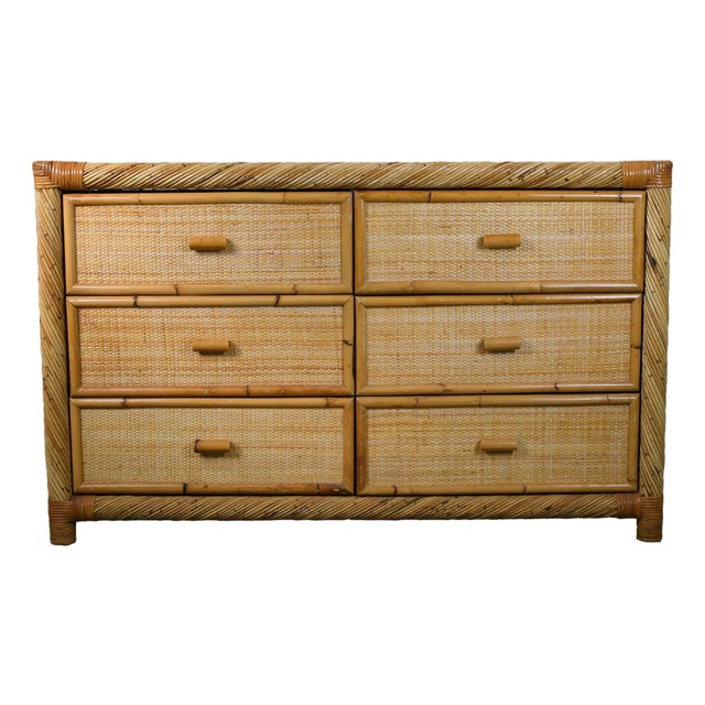 Twisted Rattan and Cane Double Dresser Attributed to Bielecky Brothers For Sale