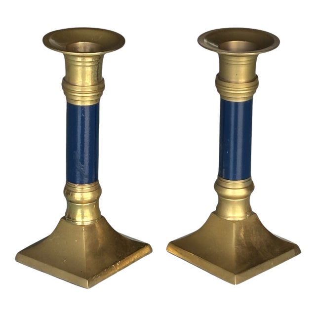 Vintage Candlesticks in Brass, 1950, Set of 2 For Sale