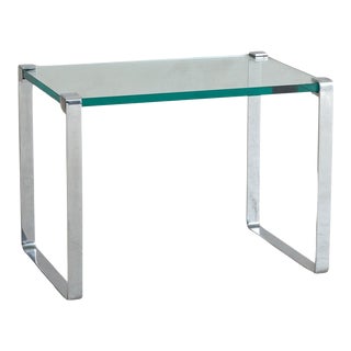 Small Rectangular Chrome + Glass Top Side Table, Denmark 20th Century For Sale
