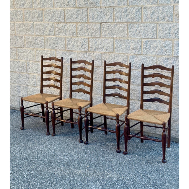 French Provincial Mid 20th Century Set of 4 French Provincial Rush Seat Dining Chairs For Sale - Image 3 of 12