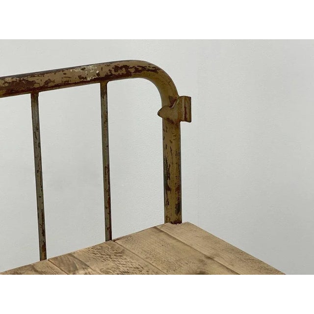 Vintage Industrial Iron and Wood Shelves on Wheels For Sale - Image 9 of 10