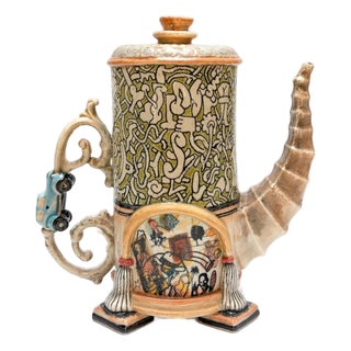 Ron Carlson, "Green and White Large Tea Pot With Clothespin Lid" 2026 For Sale