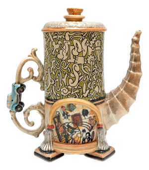 Ron Carlson, "Green and White Large Tea Pot With Clothespin Lid" 2026