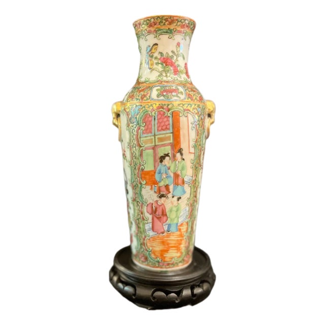 Vintage Rose Medallion Vase For Sale