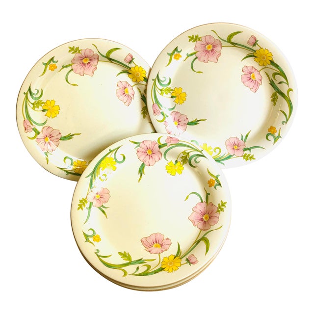 Vintage Mikasa Celadon Glaze “Winsome” Dinner Plates - Set of 7 For Sale