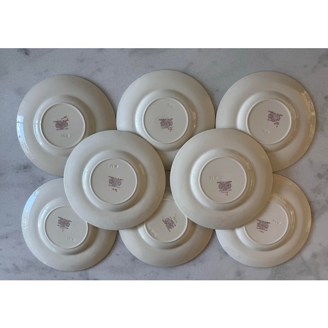White Set of 8 Wedgwood Salad Plates in the Morning Glory Pattern For Sale - Image 8 of 10