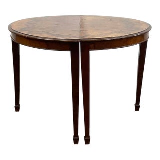 Antique George III Style Walnut Burl Demi-Lune Games Table For Sale