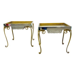 Side Tables in Glass and Brass, 1940s, Set of 2 For Sale