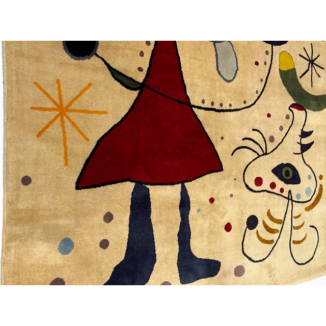 Mid 20th Century French Artistic Designed After J. Miro Rug 6'0" X 6'7'' For Sale - Image 4 of 12